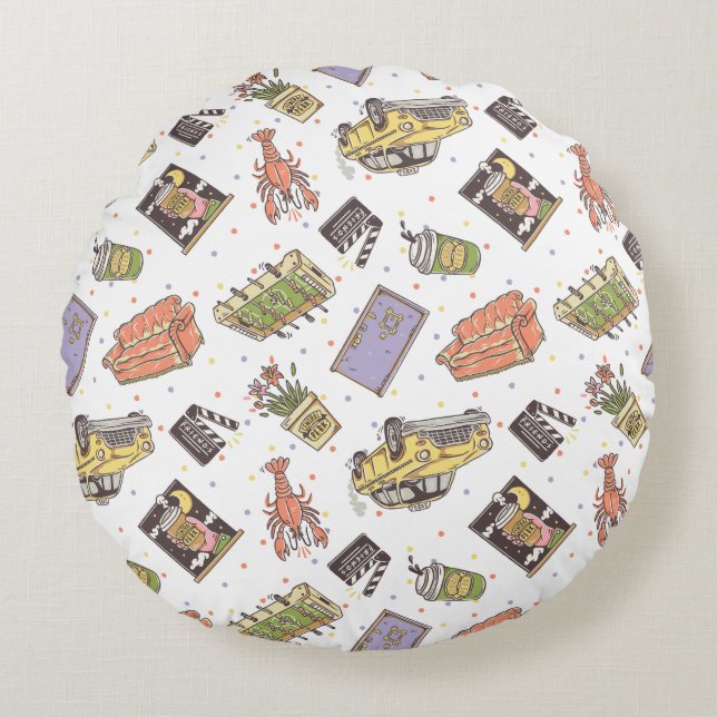 VÄNNER™ | Polka Dot Icon Mönster Rund Kudde (Framsidan)