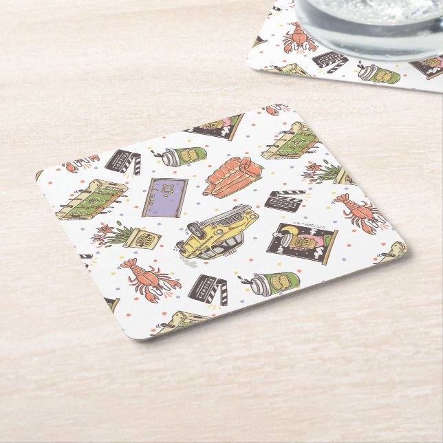 VÄNNER™ | Polka Dot Icon Mönster Underlägg Papper Kvadrat (Vinklad)