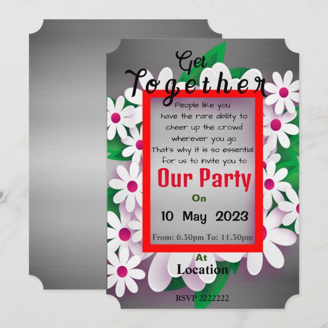 Vänner Reunion - inbjudan (Fram/baksida)