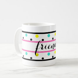 Vänner Rosa Blue Gult Polka dots Kaffemugg
