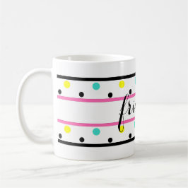 Vänner Rosa Blue Gult Polka dots Kaffemugg