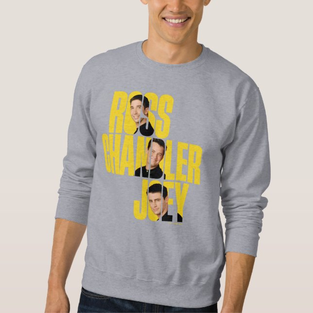 VÄNNER™ | Ross, Chandler och Joey Lång Ärmad Tröja (Framsida)