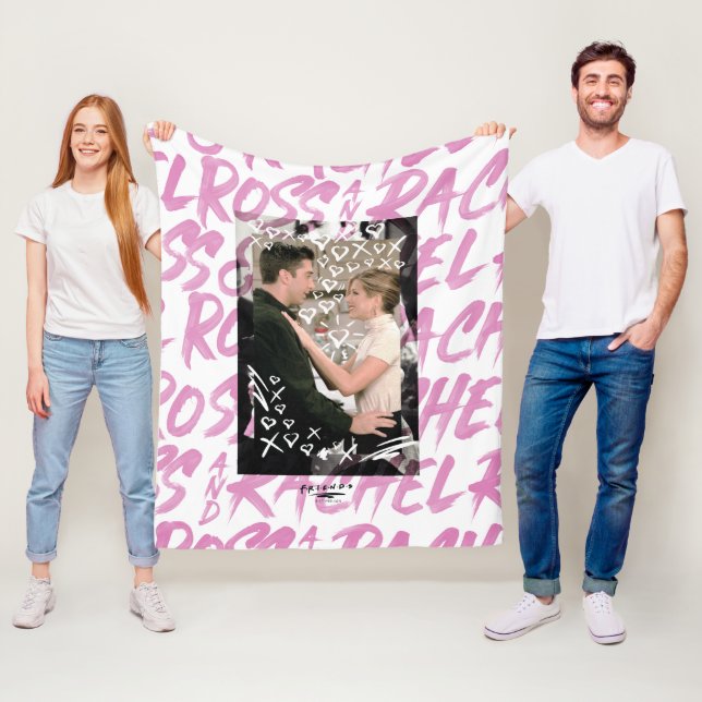 VÄNNER™ | Ross och Rachel Doodled Hearts Fleecefilt (På plats)