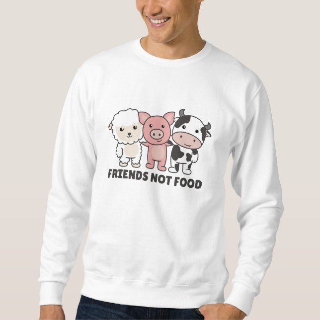 Vänner som inte föds upp av Vegan får Gris Lång Ärmad Tröja (Framsida)
