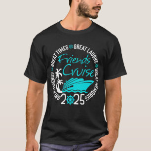 Vänner som kryssar 2025 års semester i resa, marsc t shirt