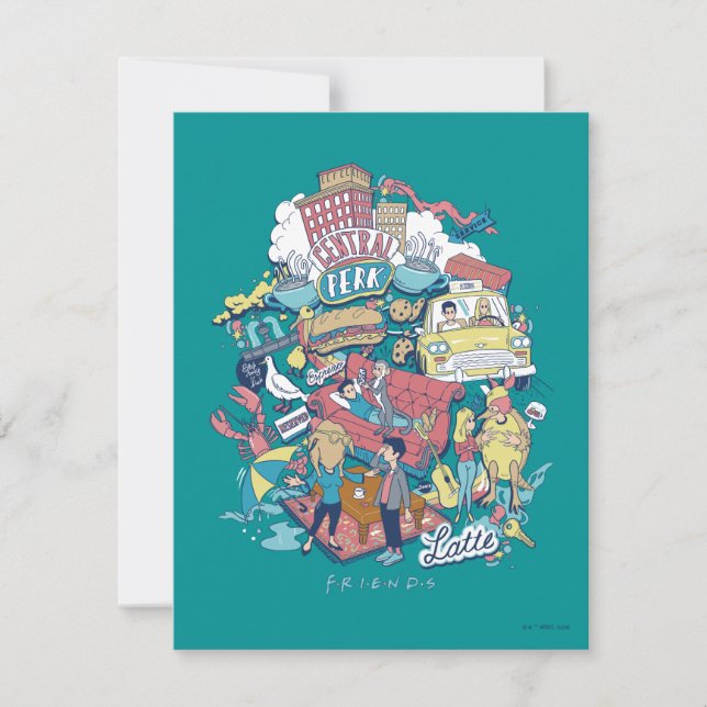 VÄNNER™ | Tecknad Collage Anteckningskort (Framsida)