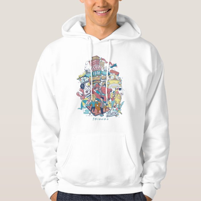 VÄNNER™ | Tecknad Collage Hoodie (Framsida)