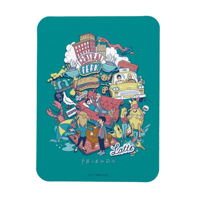 VÄNNER™ | Tecknad Collage Magnet (Vertikal)