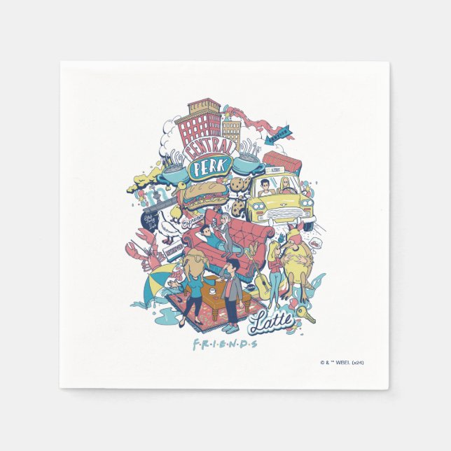 VÄNNER™ | Tecknad Collage Pappersservett (Framsidan)