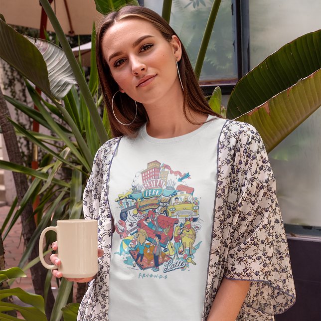 VÄNNER™ | Tecknad Collage T Shirt (Person wearing t-shirt)