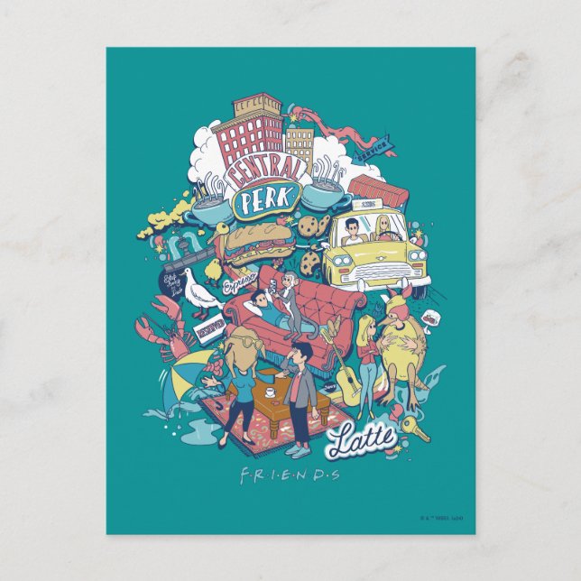 VÄNNER™ | Tecknad Collage Vykort (Framsida)