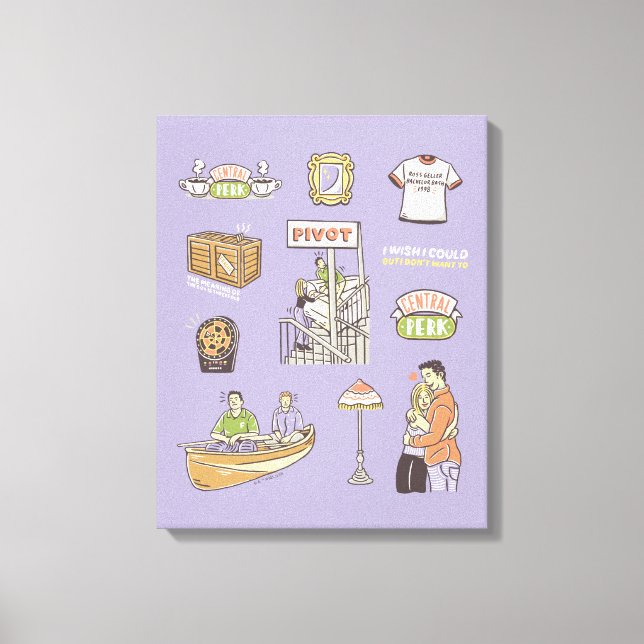 VÄNNER™ | Tecknad-ikoner Canvastryck (Framsida)