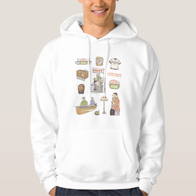 VÄNNER™ | Tecknad-ikoner Hoodie (Framsida)
