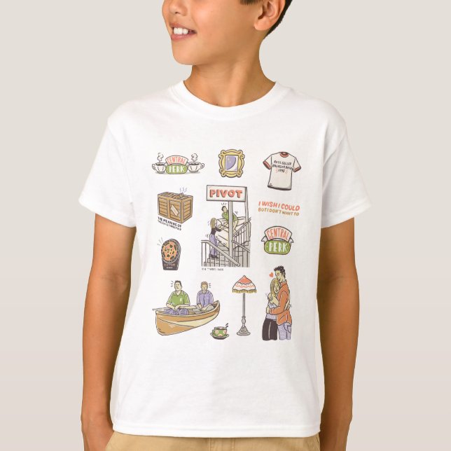 VÄNNER™ | Tecknad-ikoner T Shirt (Framsida)