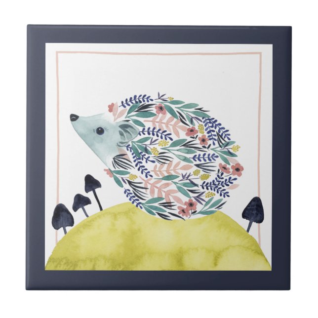 Vänner till Clementine | Folk Art Hedge Hog Kakelplatta (Framsidan)