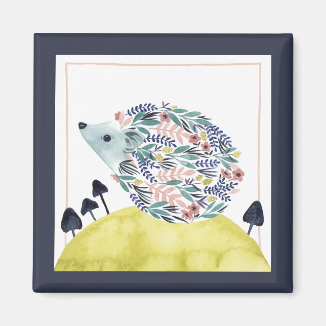 Vänner till Clementine | Folk Art Hedge Hog Magnet (Framsidan)