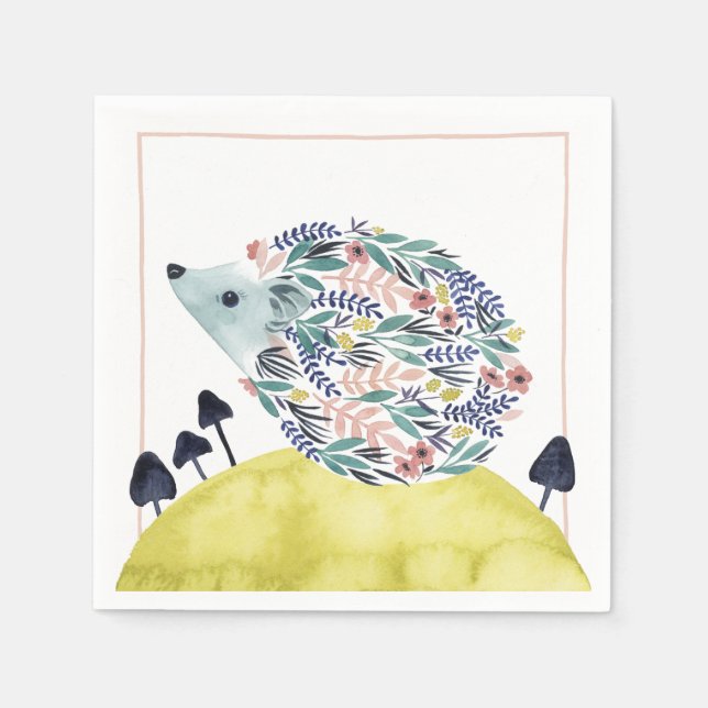 Vänner till Clementine | Folk Art Hedge Hog Pappersservett (Framsidan)