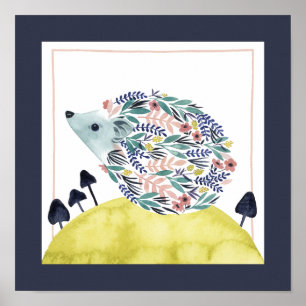 Vänner till Clementine Folk Art Hedge Hog Poster