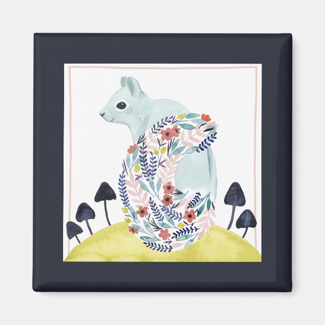 Vänner till Clementine | Folk Art Squirrel Magnet (Framsidan)