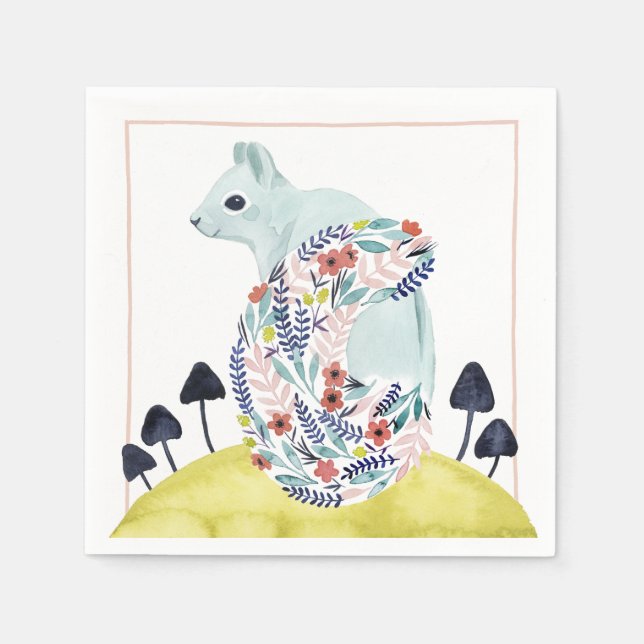 Vänner till Clementine | Folk Art Squirrel Pappersservett (Framsidan)