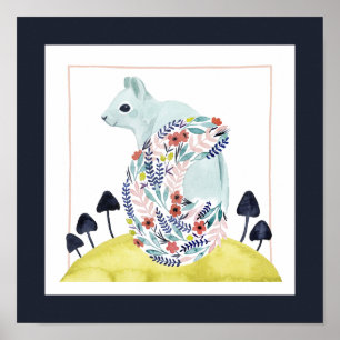 Vänner till Clementine   Folk Art Squirrel Poster