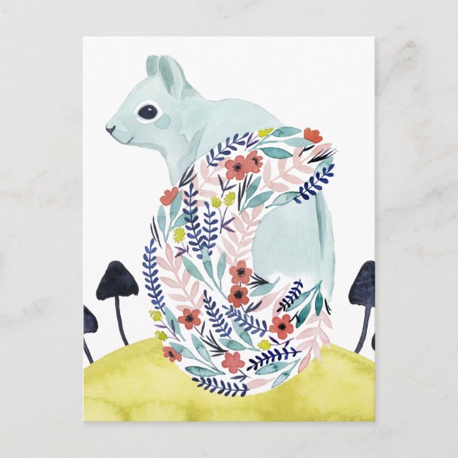 Vänner till Clementine | Folk Art Squirrel Vykort (Framsida)