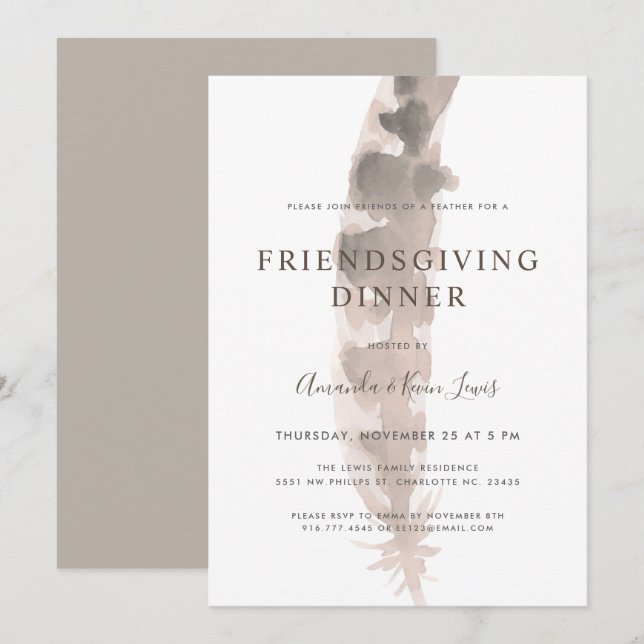 Vänner till en ludd | Friendsgiving-Thanksgiving Inbjudningar (Fram/baksida)
