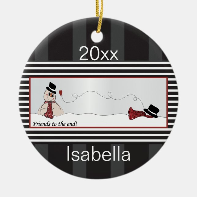 Vänner till slutet julgransprydnad keramik (Framsidan)