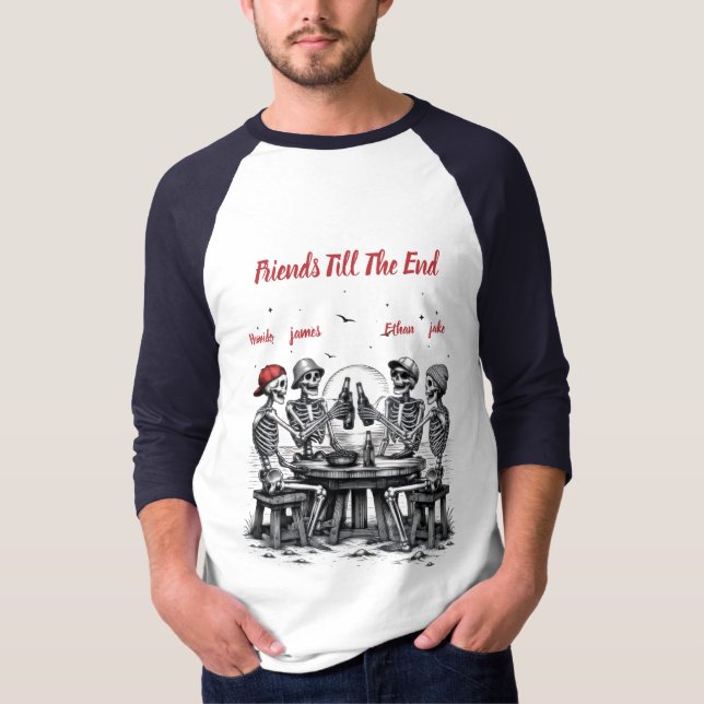 Vänner Till Slutet Skelett Fest T Shirt (Framsida)