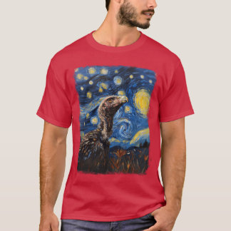 Vänner till Vculture Bird Starry Night Painting T Shirt