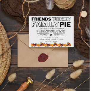 Vänner Turkiet Paj Friendsgiving Thanksgiving Inbjudningar