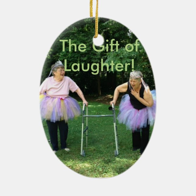 Vänner + Tutus = Roligt Times Julgransprydnad Keramik (Baksidan)