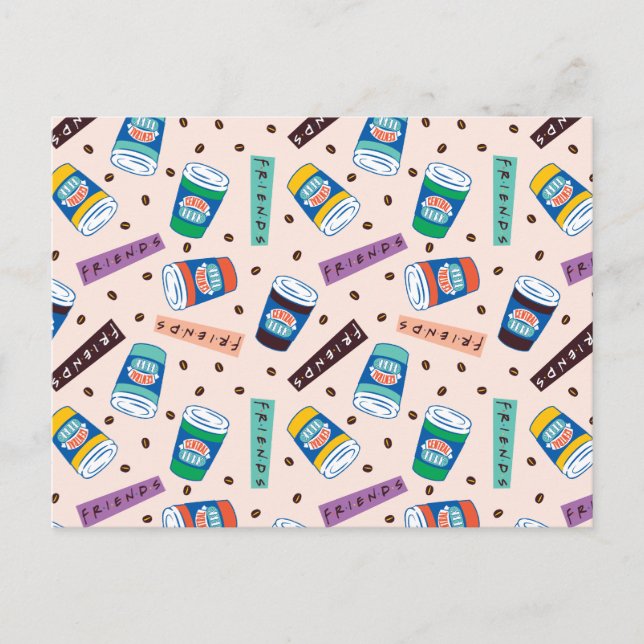 VÄNNER™ | Vibrant kaffe i centrala Perk Mönster Vykort (Framsida)