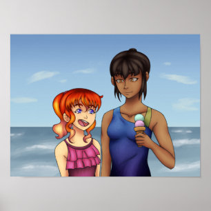 Vänner vid Beach Poster