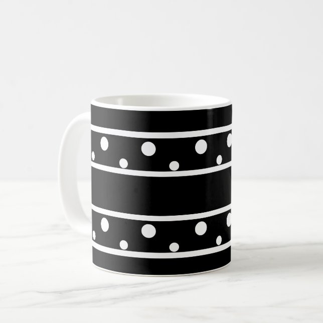 Vänner White Polka dots Black Kaffemugg (Framsida vänster)