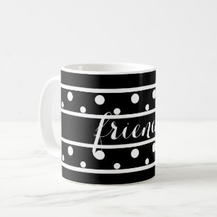 Vänner White Polka dots Black Kaffemugg