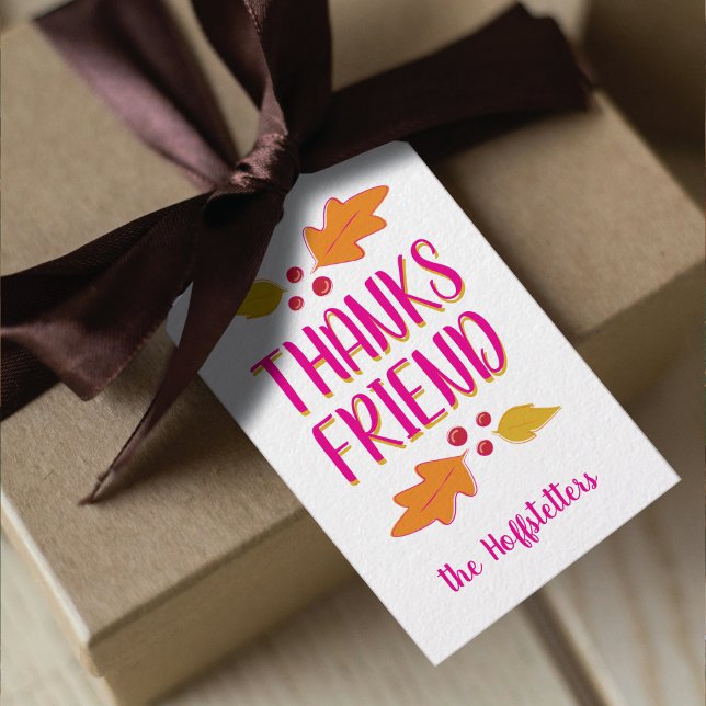 Vännernas tackfest | Rosa & Guld Presentetikett (Skapare uppladdad)