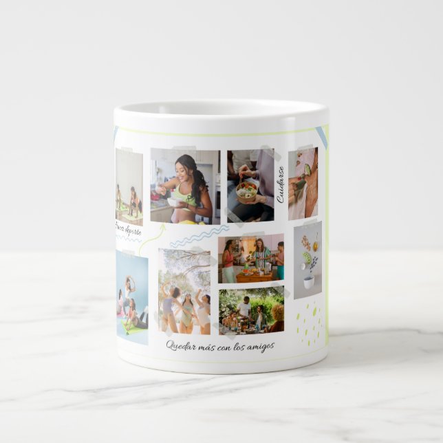 Vänners Collage Mugg | Personlig Minnesmugg Jumbo Mugg (Framsidan)
