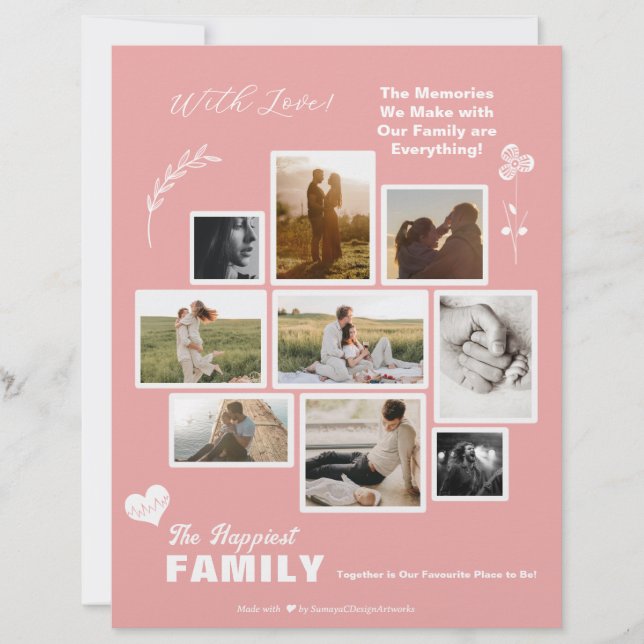 Vänners och familjs fotokollagegrattiskort (Framsida)