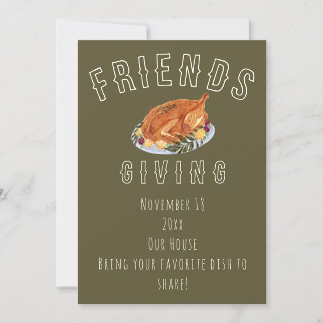 Vänners Thanksgiving-inbjudan akvarell  Inbjudningar (Framsida)