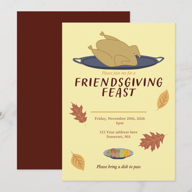 Vänners Thanksgiving-inbjudan Inbjudningar (Fram/baksida)