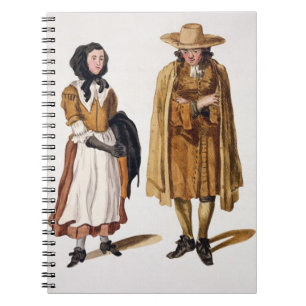 Vanor av Quakers, 1675 (färgad gravyr) Anteckningsbok Med Spiral