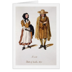 Vanor av Quakers, 1675 (färgad gravyr) Hälsningskort