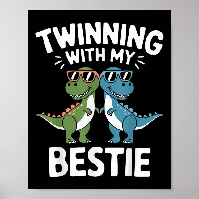 Vänortssamarbete med min Bestie Funny Dinosaur Bes Poster (Framsidan)