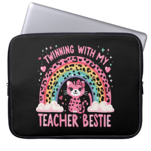 Vänortssamarbete med min lärare Bestie Rainbow Cat Laptop Fodral