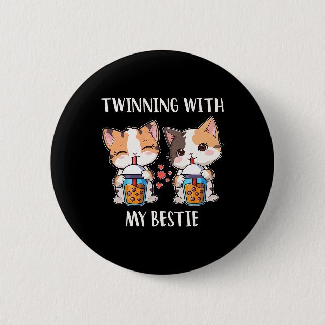 Vänortsverksamhet med mina Bestie Cat-lovers Knapp (Framsida)