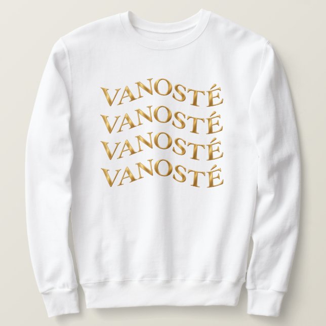 VANOSTÈ Logo – Minimalistisk guldtypografi  Lång Ärmad Tröja (Design framsida)