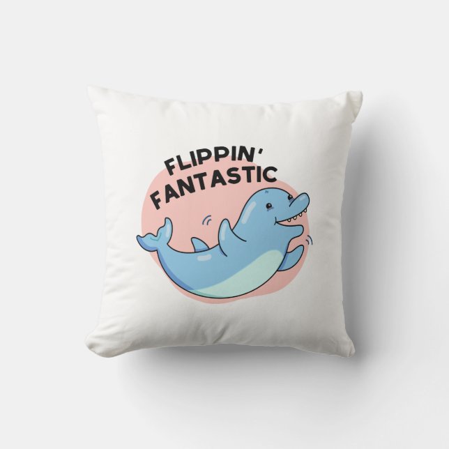 Vänppin Fantastisk Funny Dolphin Pun Kudde (Framsida)