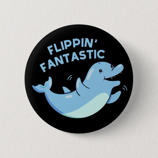 Vänppin Fantastisk Funny Dolphin Pun Mörk BG Knapp (Framsida)