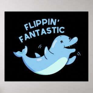 Vänppin Fantastisk Funny Dolphin Pun Mörk BG Poster